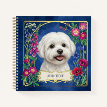 Personalized Maltese Dog Blue Notebook