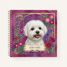 Personalized Maltese Dog Pink Notebook