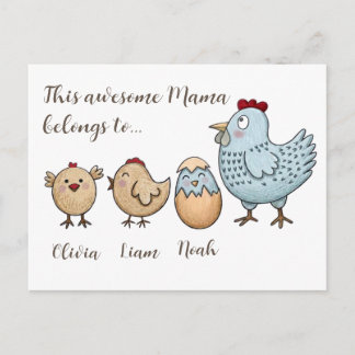 Personalized Mama Chicken Chicks – Custom Names Holiday Postcard