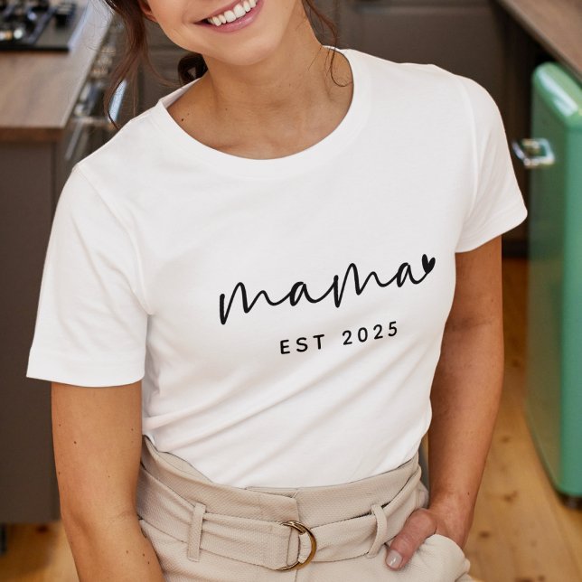 Personalized Mama Established Year Simple Mother T-Shirt (Creator Uploaded)