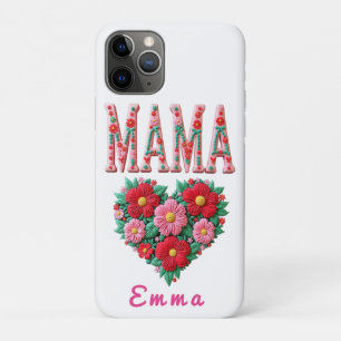 Personalized Mama Heart Floral Custom Gift Case-Mate iPhone Case
