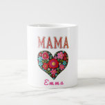 Personalized Mama Heart Floral Custom Gift Large Coffee Mug<br><div class="desc">This beautiful Personalized Custom Mama Heart Floral design features colorful folk-style flowers arranged in a vibrant heart under the word MAMA. The bright embroidery-inspired artwork creates a warm, joyful look that celebrates the love of motherhood. You can personalize this design by adding a custom name, making it a unique and...</div>