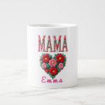 Personalized Mama Heart Floral Custom Gift Large Coffee Mug<br><div class="desc">This beautiful Personalized Custom Mama Heart Floral design features colorful folk-style flowers arranged in a vibrant heart under the word MAMA. The bright embroidery-inspired artwork creates a warm, joyful look that celebrates the love of motherhood. You can personalize this design by adding a custom name, making it a unique and...</div>