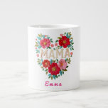 Personalized Mama Heart Floral Custom Gift Large Coffee Mug<br><div class="desc">This beautiful Personalized Custom Mama Heart Floral design features colorful folk-style flowers arranged in a vibrant heart under the word MAMA. The bright embroidery-inspired artwork creates a warm, joyful look that celebrates the love of motherhood. You can personalize this design by adding a custom name, making it a unique and...</div>