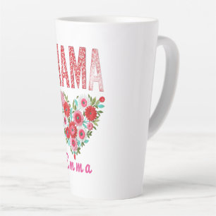 Personalized Mama Heart Floral Custom Gift Latte Mug