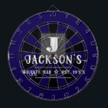 Personalized Man Cave Custom Bar Name Dartboard<br><div class="desc">Faux wooden background with monogram and family name in center of the board. Other colors available in the shop. This fun template lets you create your own personalized man cave "your name" whiskey or bbq backyard bar dart board sign. Unique fun gift</div>
