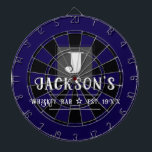 Personalized Man Cave Custom Bar Name Dartboard<br><div class="desc">Faux wooden background with monogram and family name in center of the board. Other colors available in the shop. This fun template lets you create your own personalized man cave "your name" whiskey or bbq backyard bar dart board sign. Unique fun gift</div>