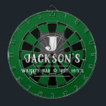 Personalized Man Cave Custom Bar Name Dartboard<br><div class="desc">Faux wooden background with monogram and family name in center of the board. Other colors available in the shop. This fun template lets you create your own personalized man cave "your name" whiskey or bbq backyard bar dart board sign. Unique fun gift</div>