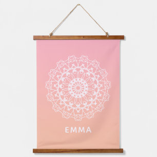 Personalized Mandala Dorm Room Pink Ombre Wall  Hanging Tapestry