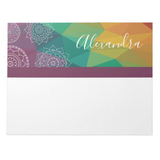 Personalized mandala rainbow boho chic notepad