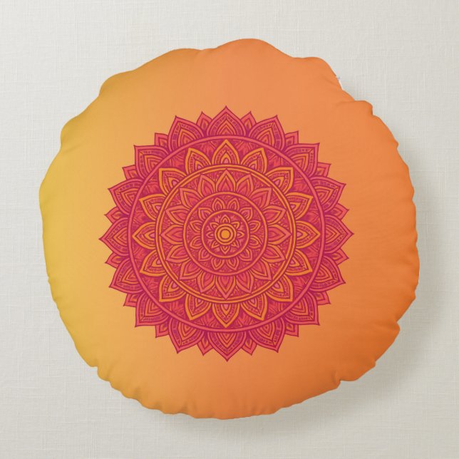 Personalized Mandala Throw Pillow – Soft Color Orn (Back)