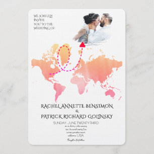 Personalized Map of Love Journey Wedding Invitation