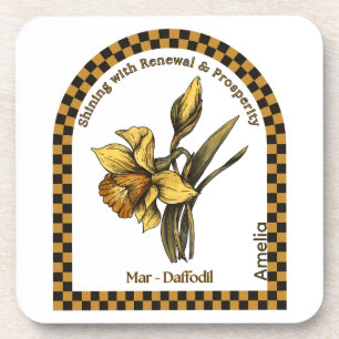 Personalized March Birth Month Flower Coaster