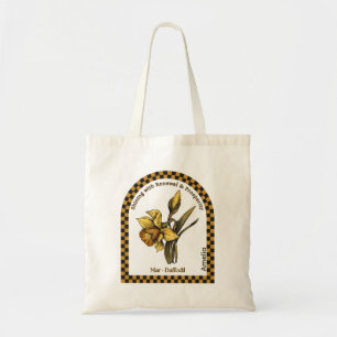 Personalized March Birth Month Flower Tote Bag