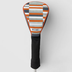 Personalized Maritime Design - Orange, Blue Gray Golf Head Cover
