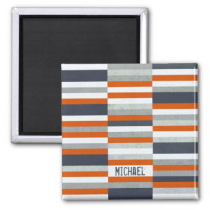 Personalized Maritime Design - Orange, Blue Gray K Magnet