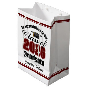 Personalized Maroon Class of 2026 Graduation Medium Gift Bag