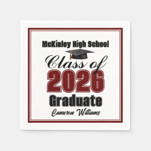 Personalized Maroon Class of 2026 Graduation Party Napkin