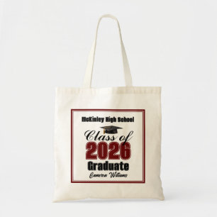 Personalized Maroon Class of 2026 Graduation Party Tote Bag