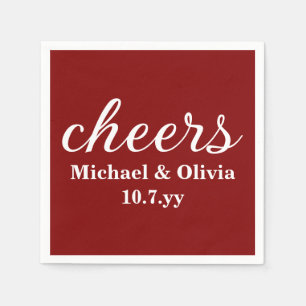 Personalized Maroon Elegant Wedding Bar Reception Napkin