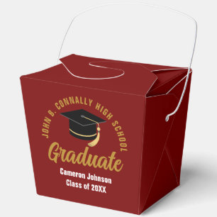 Personalized Maroon Gold Graduation Party Fortune Favour Box