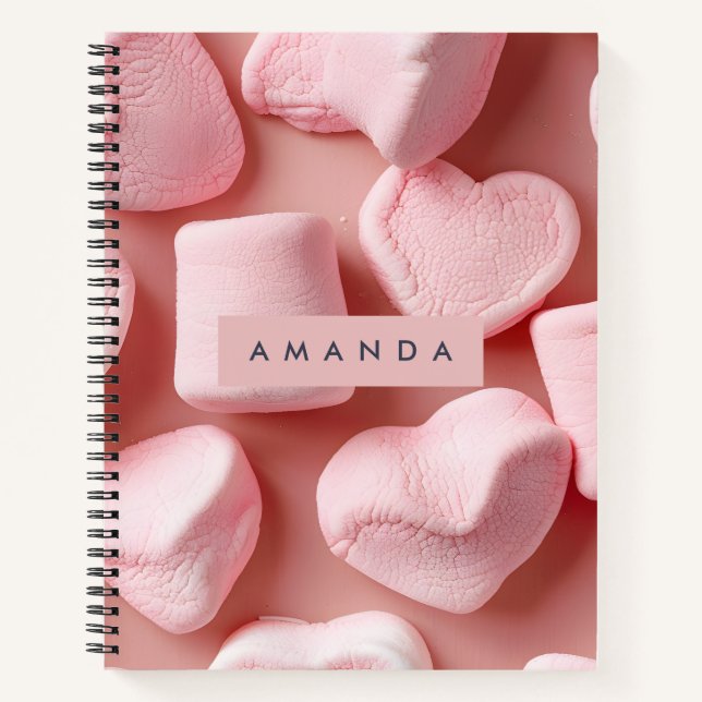 Personalized Marshmallow Hearts & Dots Notebook (Front)