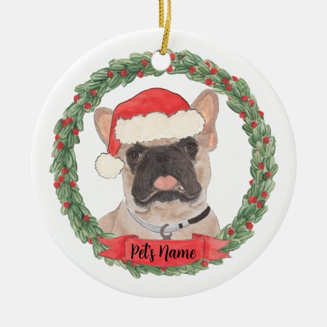 Personalized Masked Frenchie French Bulldog Ceramic Tree Decoration (Front)