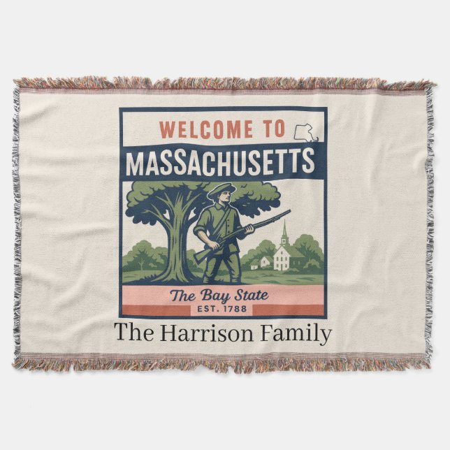 Personalized Massachusetts Throw Blanket (Front)