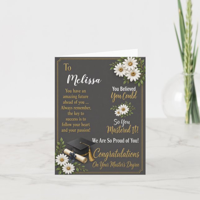 Personalized Master's Degree Graduation  Card (Front)
