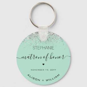 Personalized Matron of Honor Glitter confetti Key Ring