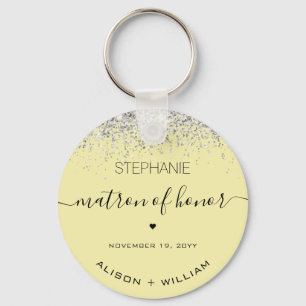 Personalized Matron of Honor Glitter confetti Key Ring