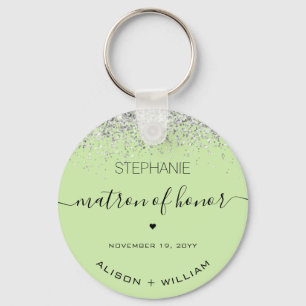 Personalized Matron of Honor Glitter confetti Key Ring