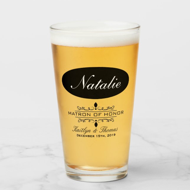 PERSONALIZED MATRON OF HONOR WEDDING PARTY GLASS (Front Filled)