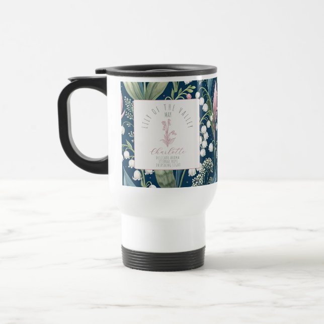 Personalized May Birth Flower Travel Mug (Left)