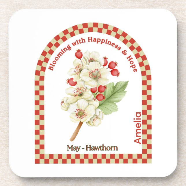 Personalized May Birth Month Flower Coaster (Front)