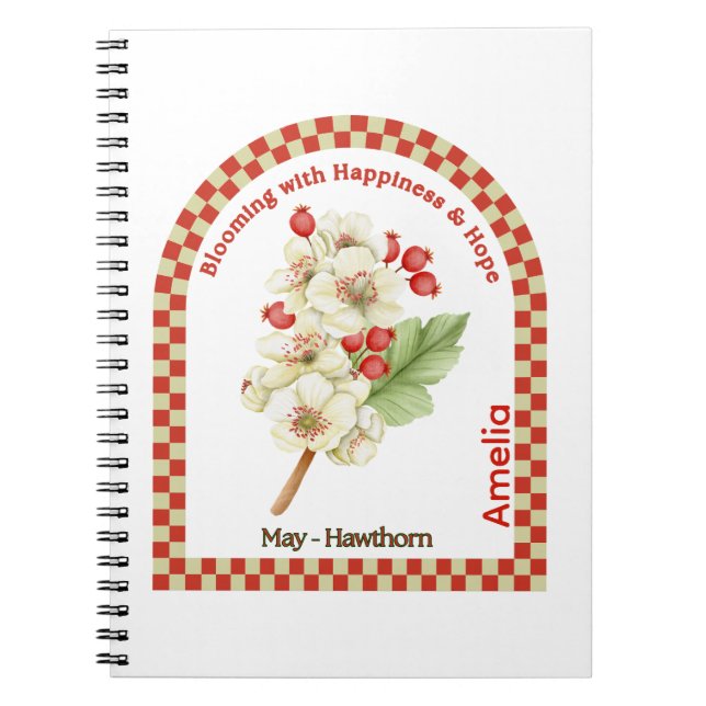 Personalized May Birth Month Flower Notebook (Front)