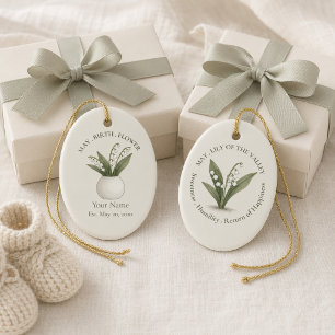 Personalized May Lily of Valley Ornament