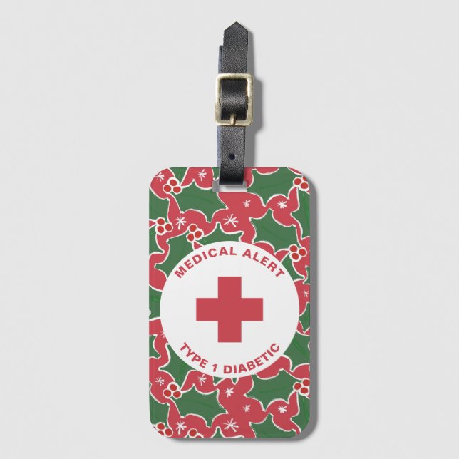 Personalized Medical Alert Diabetic Gift Diabetes Luggage Tag (Front Vertical)