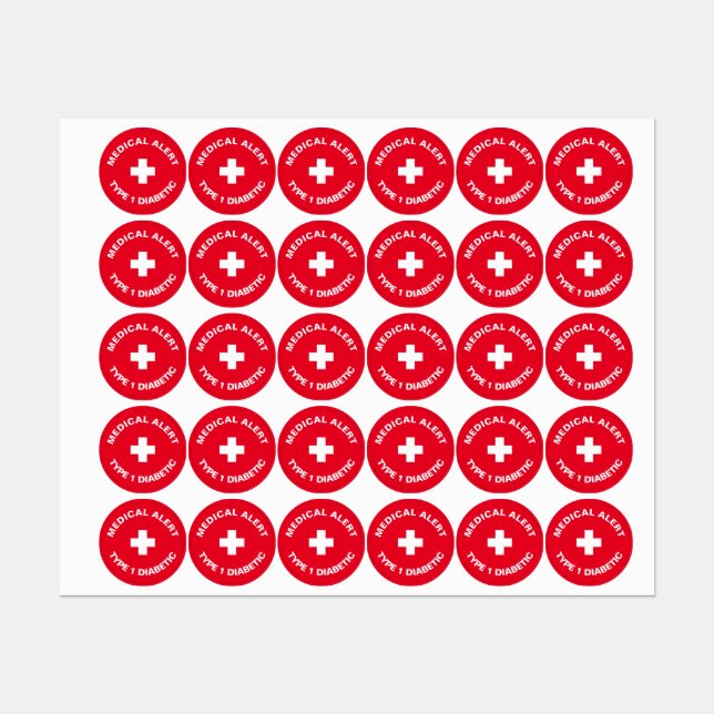Personalized Medical Alert  Diabetic Red  (Sheet)