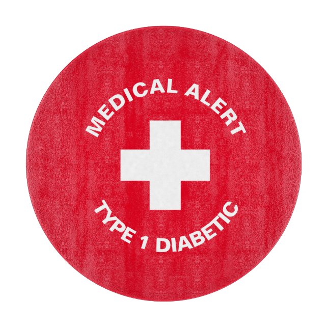 Personalized Medical Alert  Diabetic Red  Cutting Board (Front)
