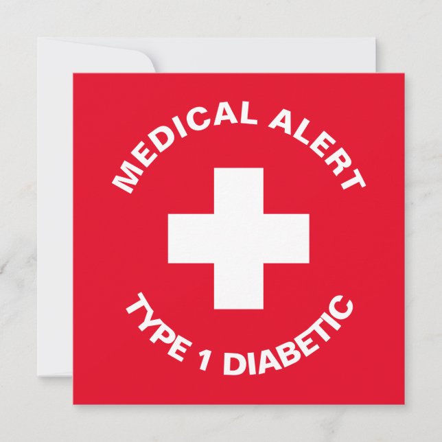 Personalized Medical Alert  Diabetic Red  Invitation (Front)