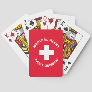 Personalized Medical Alert Diabetic Red Playing Cards