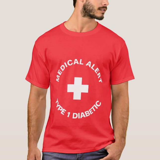 Personalized Medical Alert  Diabetic Red  T-Shirt (Front)