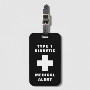 Personalized Medical Alert Diabetic Type 1 Luggage Tag