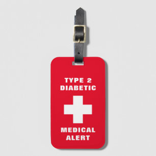 Personalized Medical Alert Diabetic Type 2 Luggage Luggage Tag
