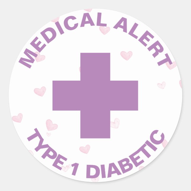 Personalized Medical Alert Insulin Diabetic Cute Classic Round Sticker (Front)