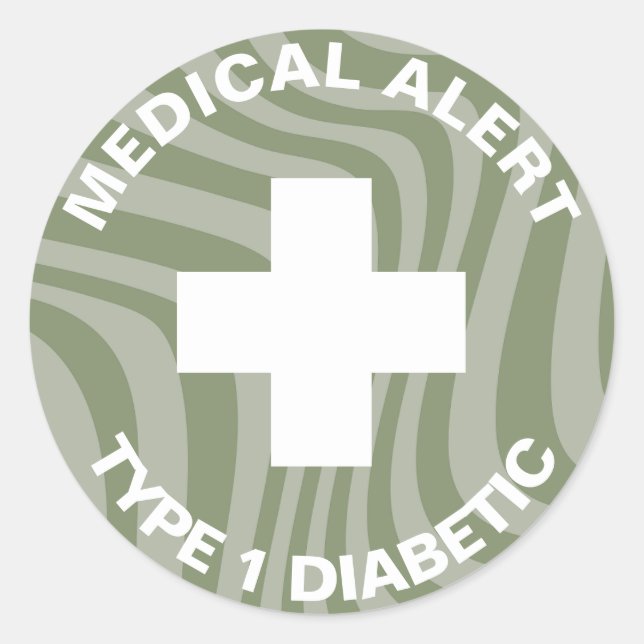 Personalized Medical Alert Insulin Diabetic Cute Classic Round Sticker (Front)