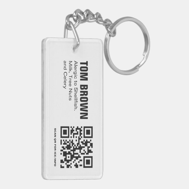 Personalized Medical Alert Tag EPIPEN Key Ring (Back Left)