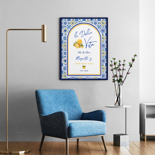 Personalized Mediterranean Tile Newlywed Home Poster (Creator Uploaded)