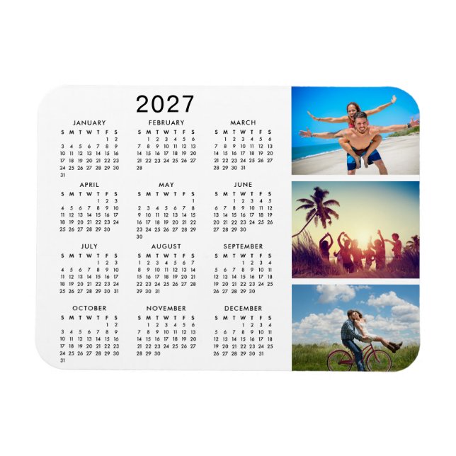 Personalized Memorable Photo Collage 2025 Calendar Magnet (Horizontal)